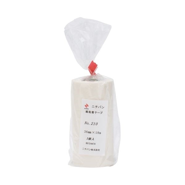 （まとめ）ニチバン 紙粘着テープ 210-36 白 36mmx18m 3巻[x10セット]