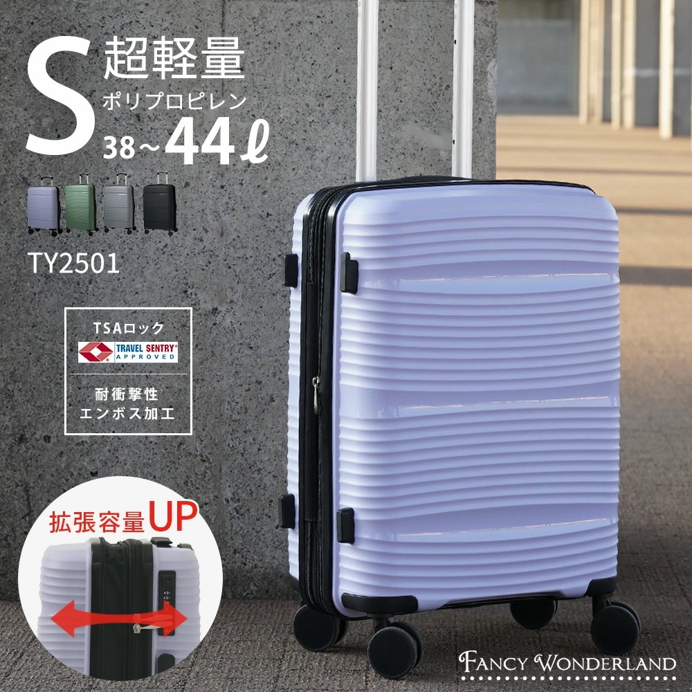 スーツケース 拡張機能 Sサイズ キャリーケース 軽量 TSAロック 小型 機内持ち込み 115cm以内 バッグ 拡張型 静音キャスター 耐衝撃 旅行 2泊3日 修学旅行 大容量 ty2501w-s