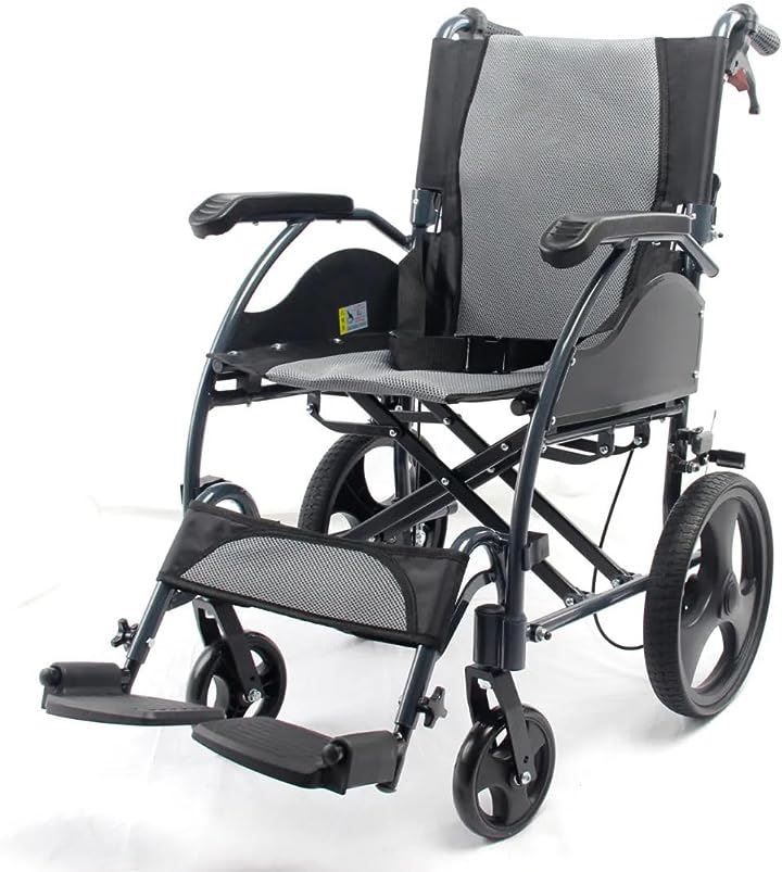 介助用車椅子 介助式車いす 簡易 軽量車椅子 折りたたみ車椅子 背折れタイプ 車イス アルミ製 自用と介助ブレーキ付け 折りたたみ軽量コンパクト 組立不要 持ち運び便利 グレー(グレー)