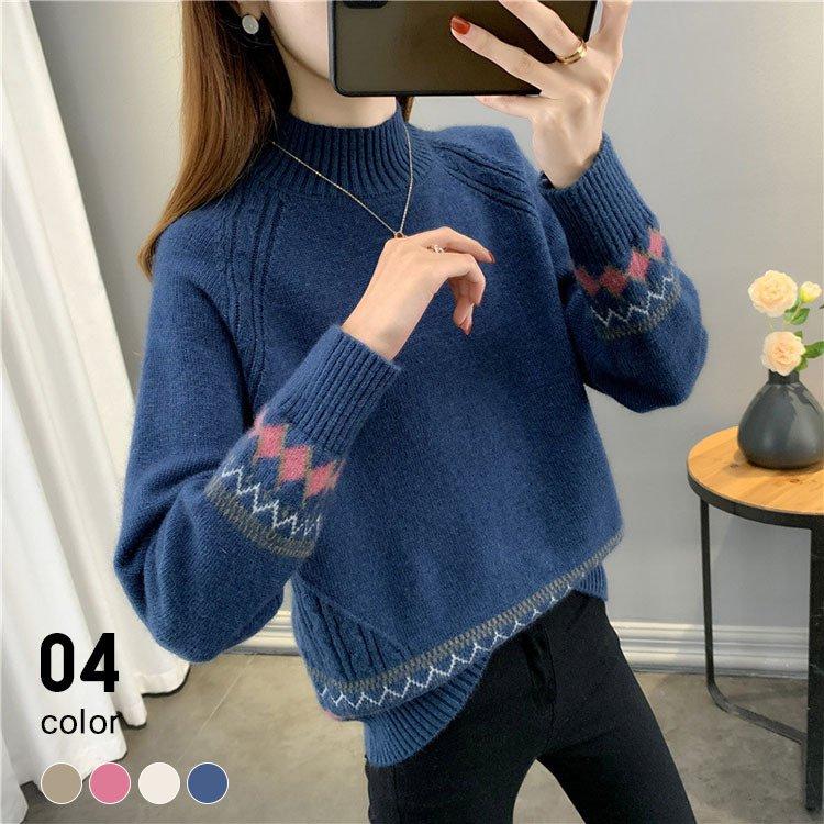 レディース 秋冬 ニットトップス 40代 長袖セーター 無地 インナー 肌着 プルオーバー おしゃれ 大人 保温 冷え対策 暖かい 50代 30代