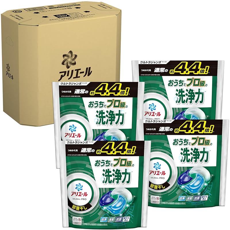 アリエール 洗濯洗剤 ジェルボール PRO 部屋干し 詰め替え 48個×4袋 [ケース品]