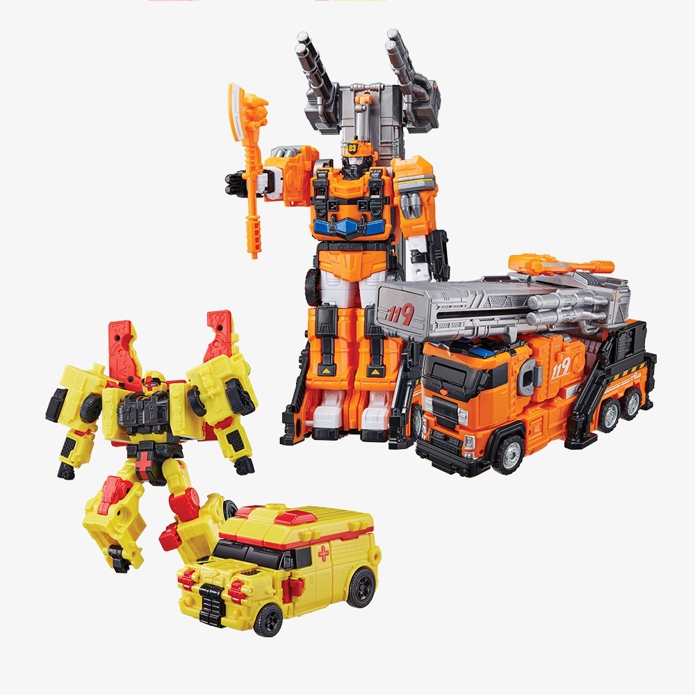 トボットダックシャイニーイエロー+ブームターメリックオレンジスペシャルパックセット（大/救急車消防車）