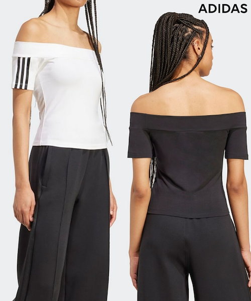 Qoo10 adidas リボンカットアウトクロップトップ Tシャ