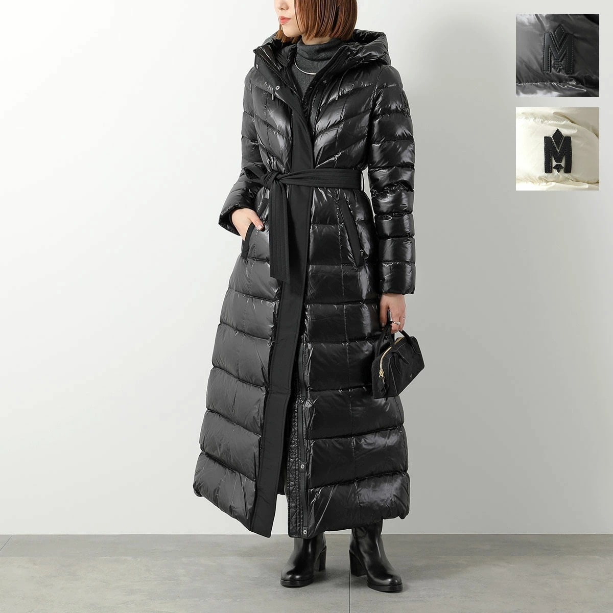 MACKAGE マッカージュ ダウンコート CALINA-R レディース 撥水 フード付き ベルト付き ナイロン ロゴ カラー3色