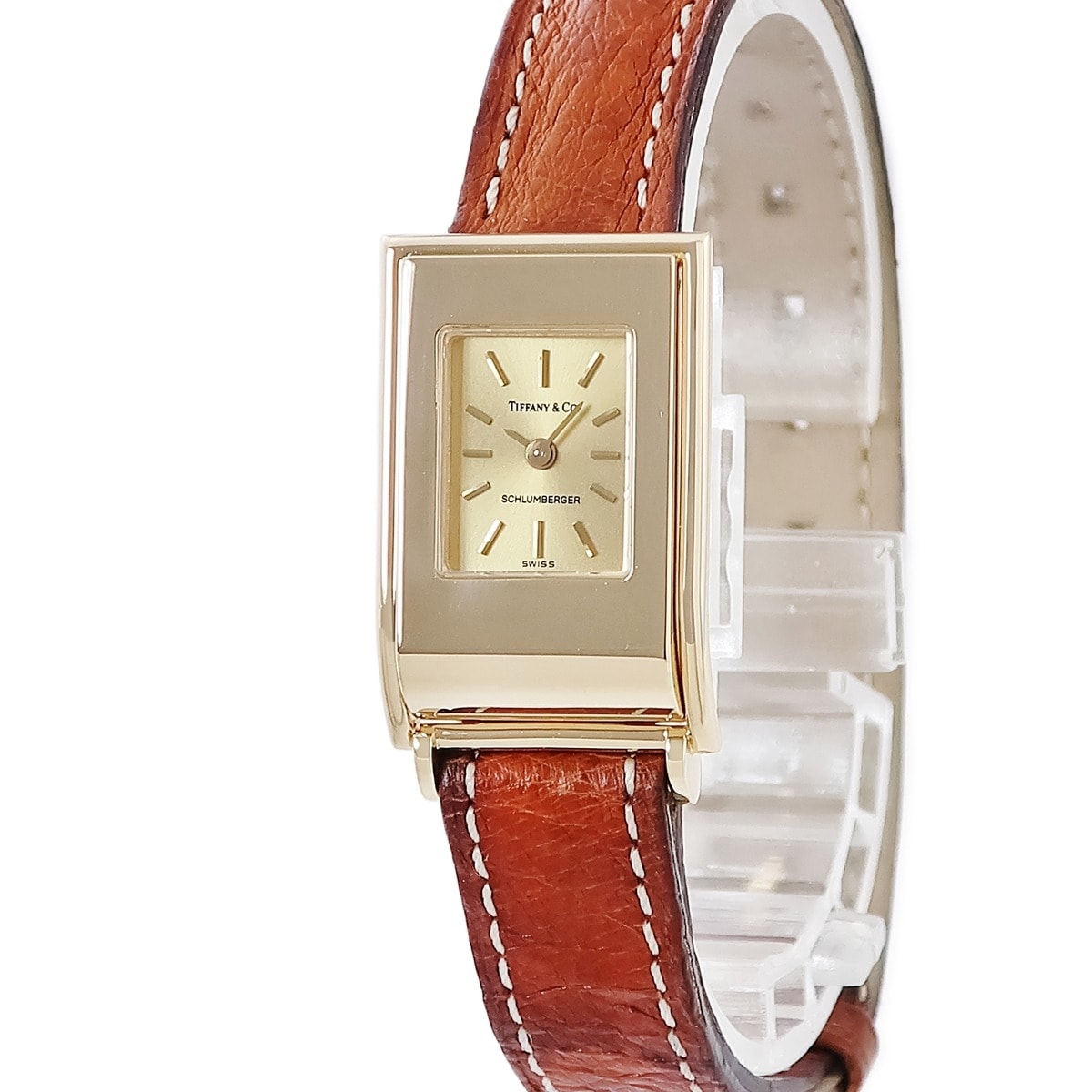 シュランバージェ 13902003 クオーツ レディース メーカーOH済み K18YG無垢 スクエア バー ヴィンテージ 3年保証