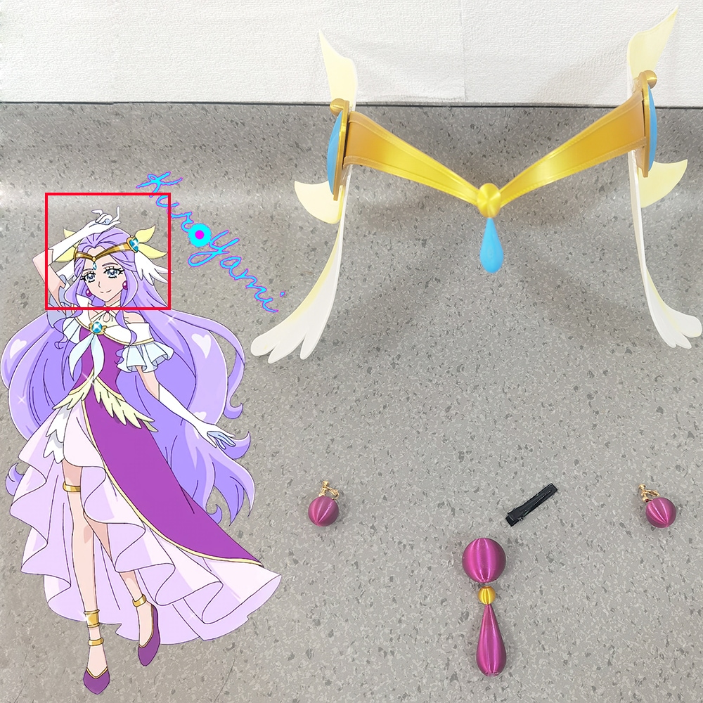 Healin Good プリキュア風鈴アスミ 髪飾り 耳飾り 道具 cosplay服部品 3Dプリント 別体設計 A185
