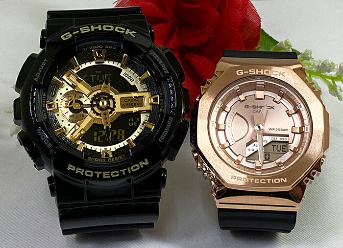 恋人たちのGショック ペアウオッチ G-SHOCK ペア腕時計 カシオ 2本セット gショック アナデジ GA-110GB-1AJF GM-S2100PG-1A4JF ブランド 婚約 夫婦 高級