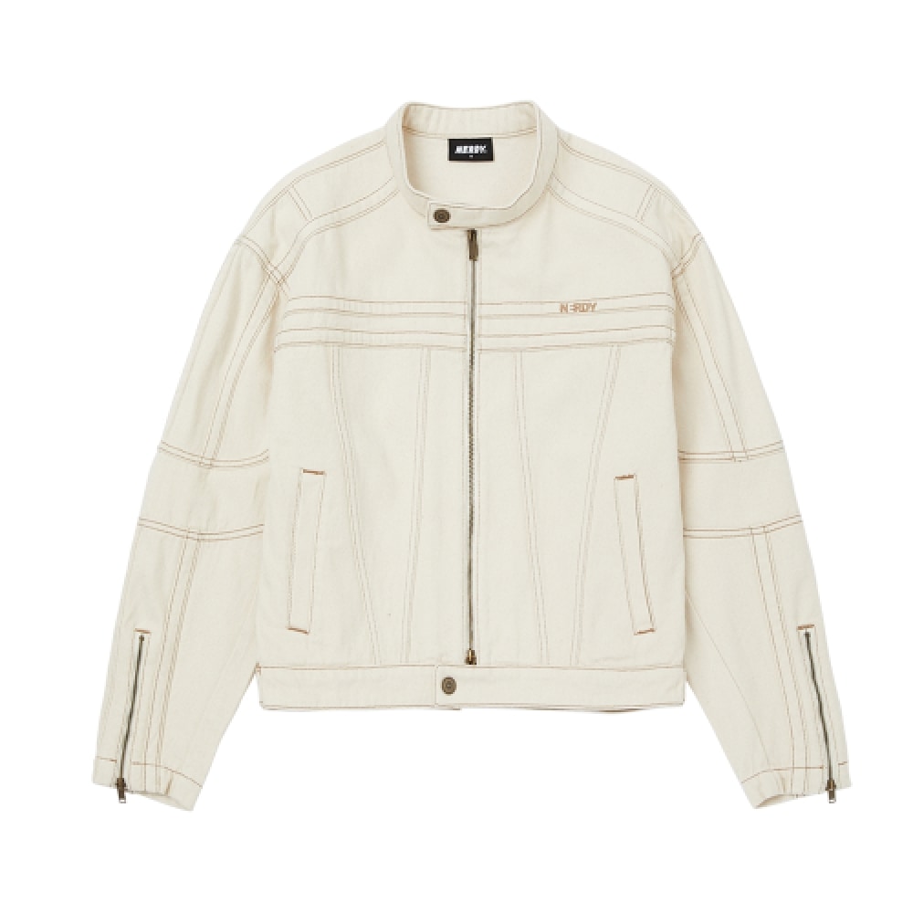 NERDY ユニ NY デニムバイカージャケットアイボリー 14,513円