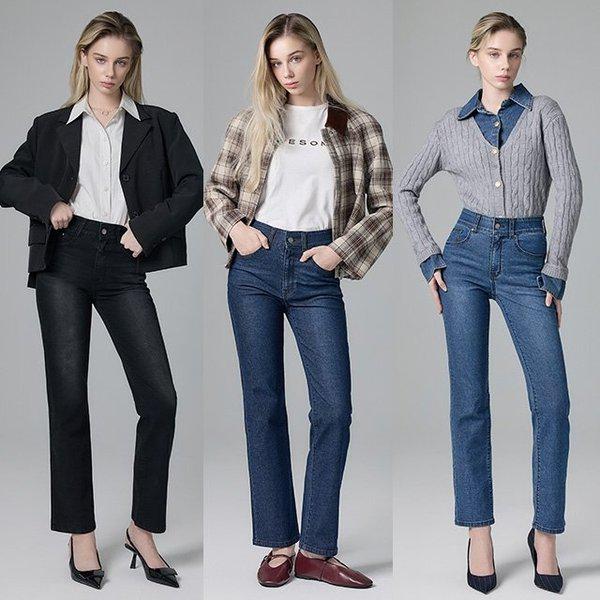 25FW 女性 秋 ライクラ ストレートフィット デニム 3種
