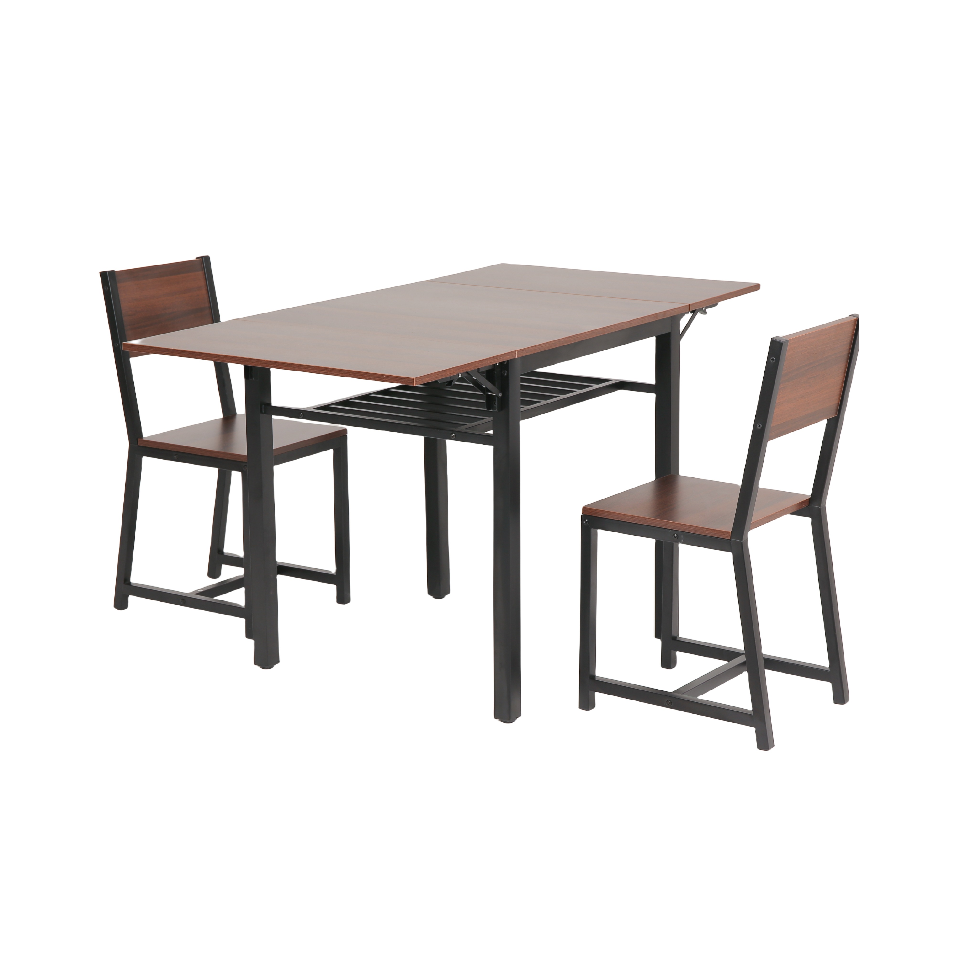 【国内発送！】【ブラウン】ダイニングセット 3点 ダイニング3点セット 2人掛け 無垢材 ダイニングテーブルセット ダイニングチェア 折りたたみテーブル 伸縮ウッドダイニング レトロ 食卓 パイン 新