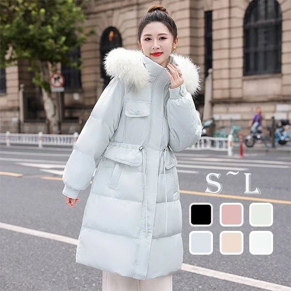 全6カラー ダウンコート レディース 膝丈コート 90%ダウン 小柄 フード付き アウター 冬 おしゃれ シンプル 冬服 防寒 防寒着 柔らかい 暖かい 白 黒 ピンク ブルー dv008m5