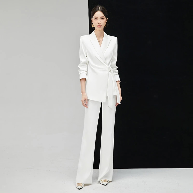 レディース スーツ ノーカラージャケット ストレートパンツ ロング 長袖 タイト スリム ストレート きれいめ シンプル カジュアル 上品 おしゃれ フォーマル かっちり 春 夏 秋 冬