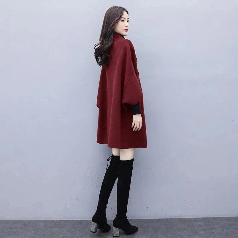 マントラシャコート女性2025春秋厚くスタイリッシュな雰囲気韓国版ドルマンスリーブミディアム丈トップスブーム30%までに制限