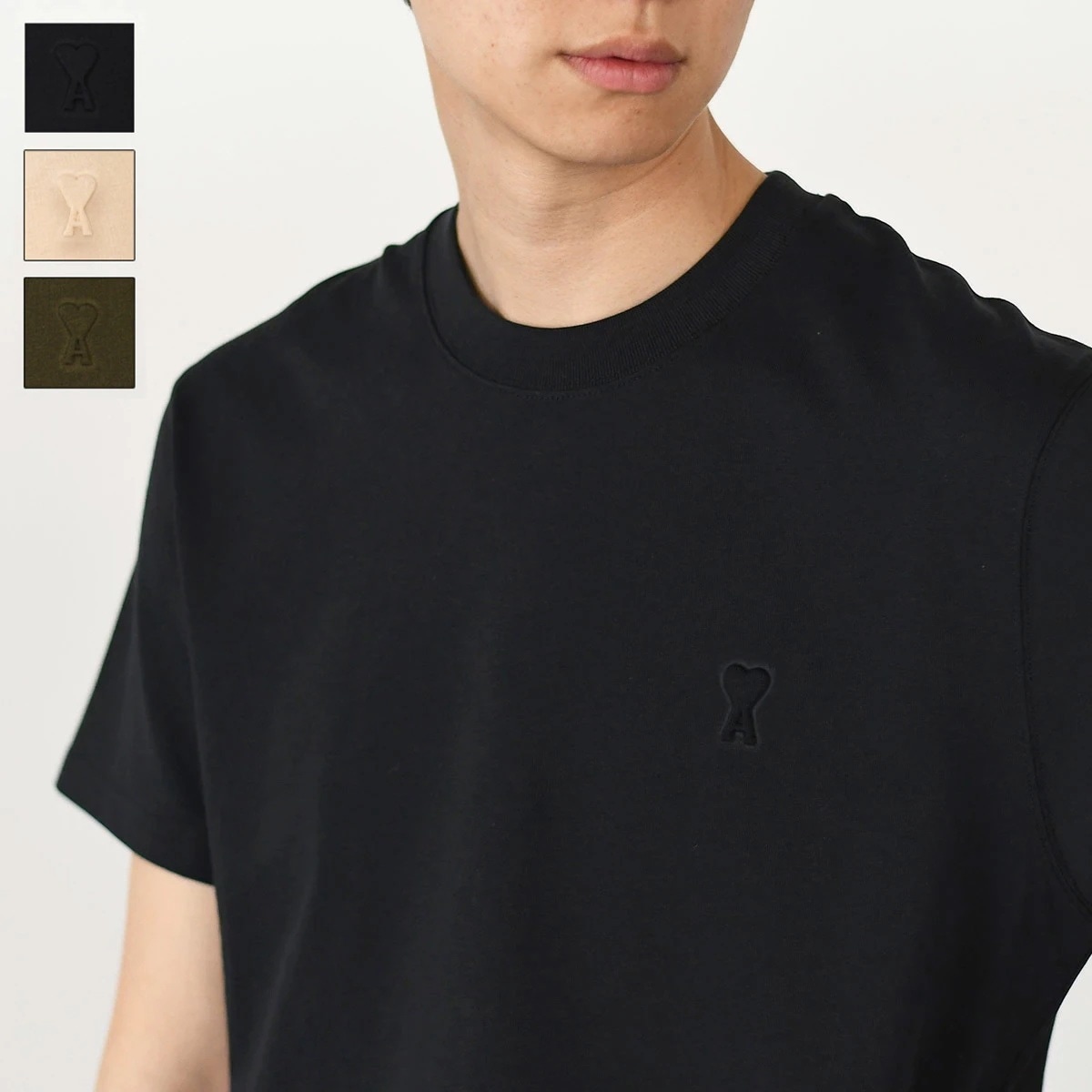 AMI PARIS アミ パリス トップス Tシャツ Ami de Coeur ヘビージャージー クラシックフィット UTS027 726 メンズユニセックス ブラック