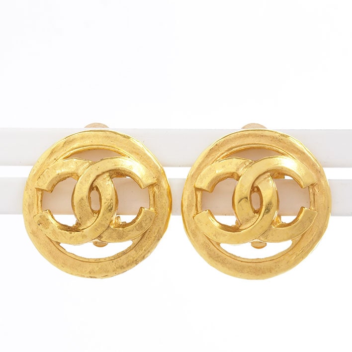 シャネル ココマーク ラウンドフレーム 透かし クリップタイプ【イヤリング】
