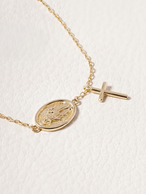 ミニマルピアス 14K 18K セイントドロップクロスブレスレット