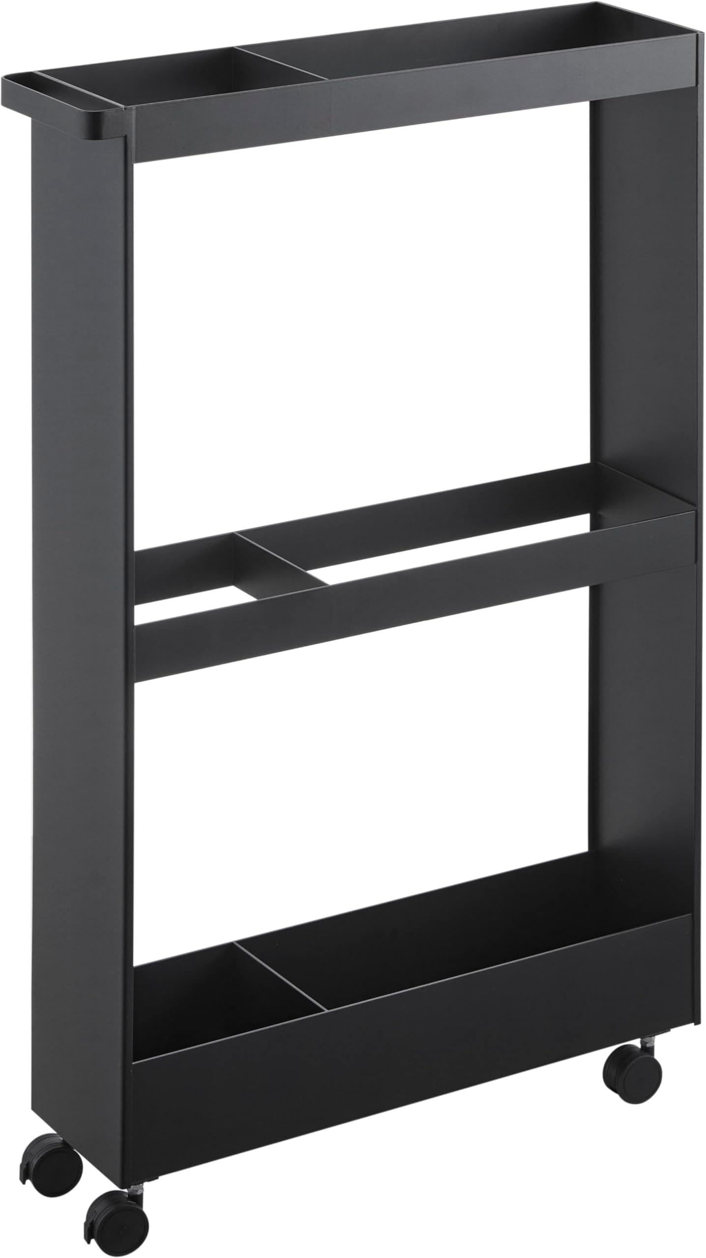 【完成品 キャスターのみ取り付け】 キャスター付き 長物収納 スリムワゴン ブラック W13×D48×H80.5cm(キャスター含む) タワー tower スリムラック 隙間収納 1714