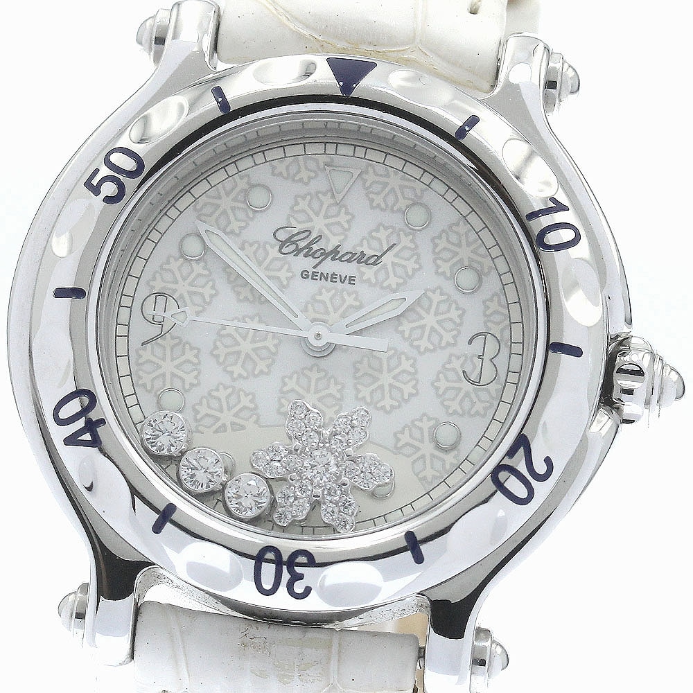 ショパール Chopard 27/8949 ハッピースポーツ スノーフレークダイヤ デイト クォーツ レディース 良品 _886858【中古】 151,800円