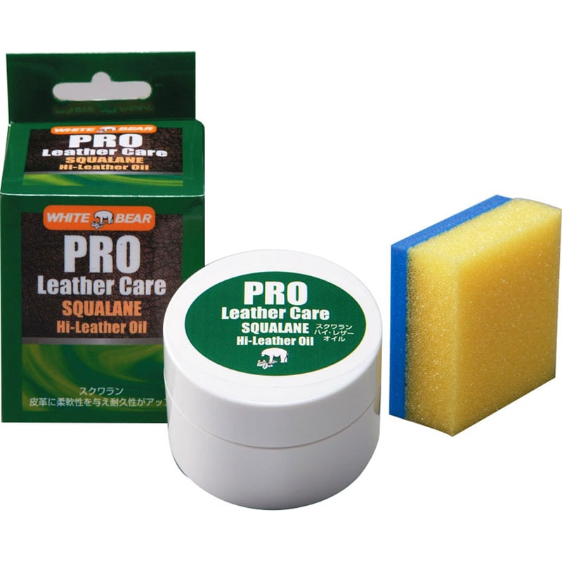【ロット販売：入り数6】 WHITE BEAR(ホワイトベアー) スクワラン・ハイレザーオイル(スポンジツキ) アウトドア 手入れ修理用具 (2a)