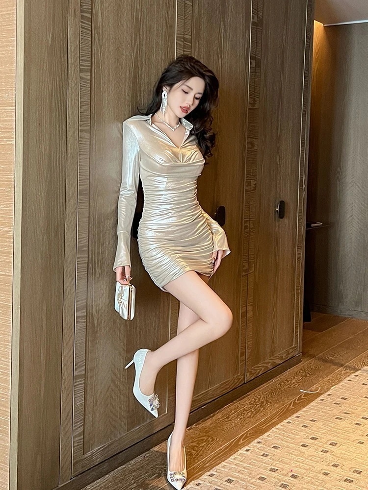 【JY.上品】 2024春 皺 タイト セクシー ショートワンピ パーティードレス キャバ 着痩せ 大人 お呼ばれ 同窓会 披露宴 卒業式 結婚式 ウェディング 二次会 成人式