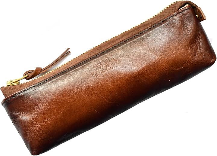 atelierCODEL ペンケース 筆箱 革 レザーペンケース 栃木レザー 高級革の肌触り(手染めブラウン)