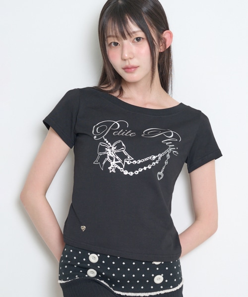 【ILLIGO】 GLITTER BOAT NECK T-SHIRT BLACK 正規品
