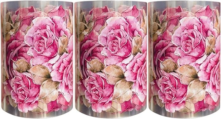 大輪 バラ マスキング テープ ピンク PET 手帳 デコ コラージュ ラッピング スクラップ(C. 3巻セット)