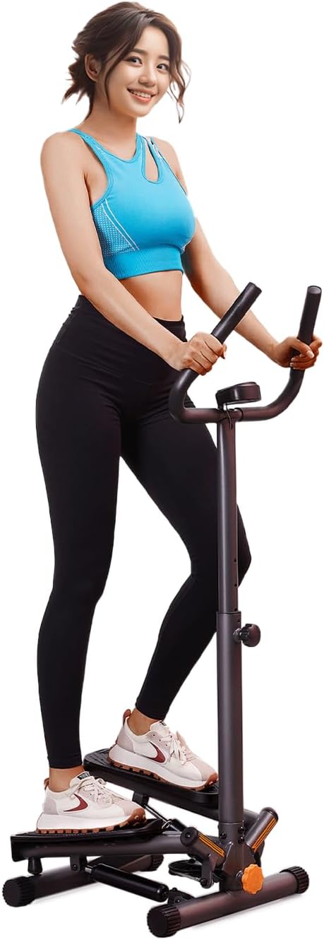 健康ステッパー 足踏み健康器具 ツイストエアロステッパー 静音 負荷調整付き モニター/ハンドル/専用パワーバンド付き 踏み台で全身トレーニングと筋トレ 室内運動不足を解消 自宅トレ 有酸素運動 運動