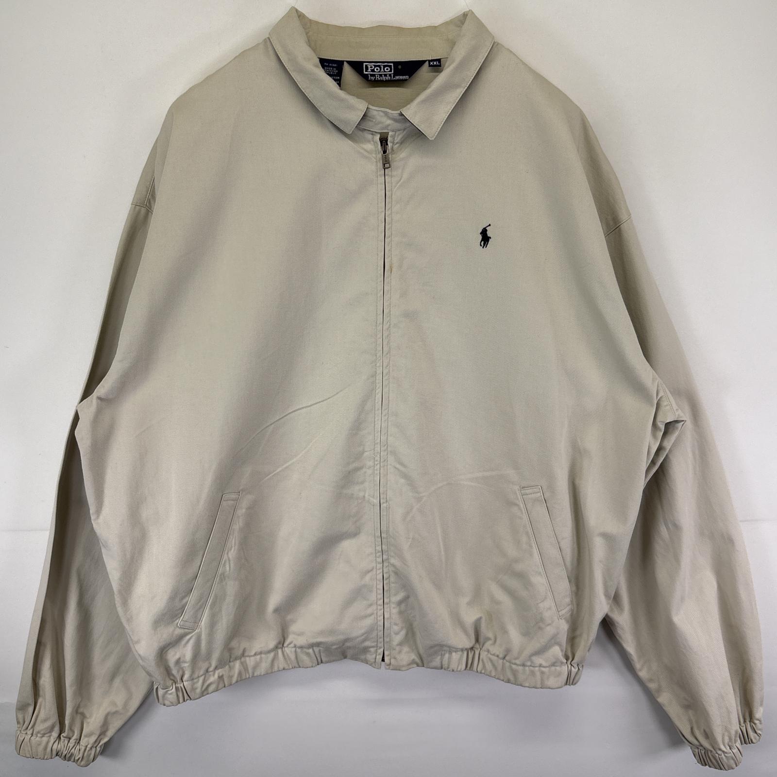 古着 ポロバイラルフローレン Polo by Ralph Lauren スウィングトップジャケット ワンポイント 大きいサイズ フルジップ XXL ベージュ系 メンズ