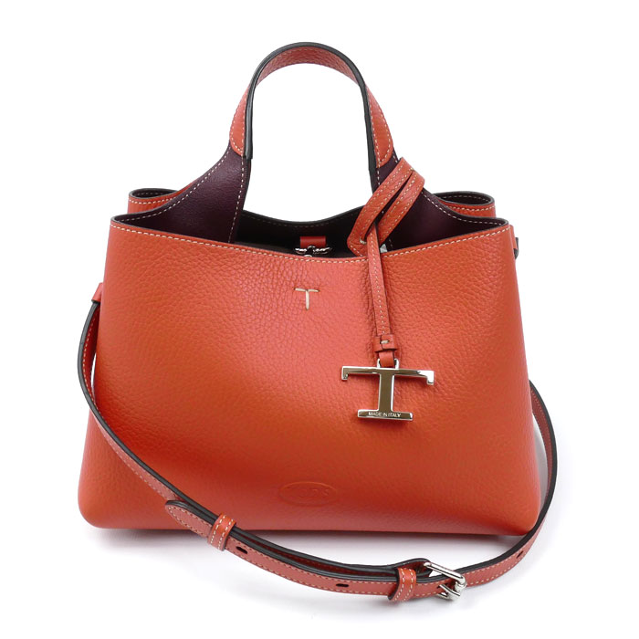 TOD’S トッズ Tタイムレス マイクロ 2Wayショルダーバッグ オレンジ XBWAPAEL000QRI レディース 中古 美品 56,280円