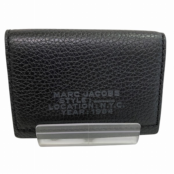 マーク・ジェイコブス ブラック レザー 財布 3つ折り財布 レディース 【中古】