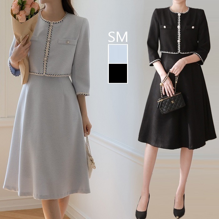 ワンピース 結婚式 春 ツイード パーティードレス 二次会 式典