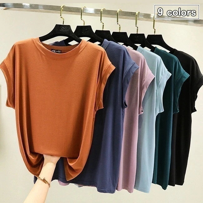 ゆった 無地Tシャツ ソフト ゆるTシャツ ストレッチ クルーネック オフィス 無地 半袖Tシャツ 大きいサイズ 夏 半袖 レディース Tシャツ 5,898円