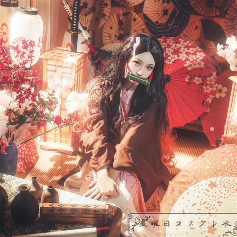 『新作 最安値に挑戦!』 暗紋付き 竈門禰豆子 鬼殺隊制服 コスプレ衣装 コスチューム品質良い 店舗お勧め