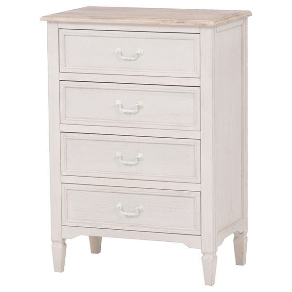 チェスト 収納棚 4段 約幅60cm ホワイト 木製 脚付き 桐材 取っ手付 ブロカントシリーズ ローチェスト 完成品 リビング