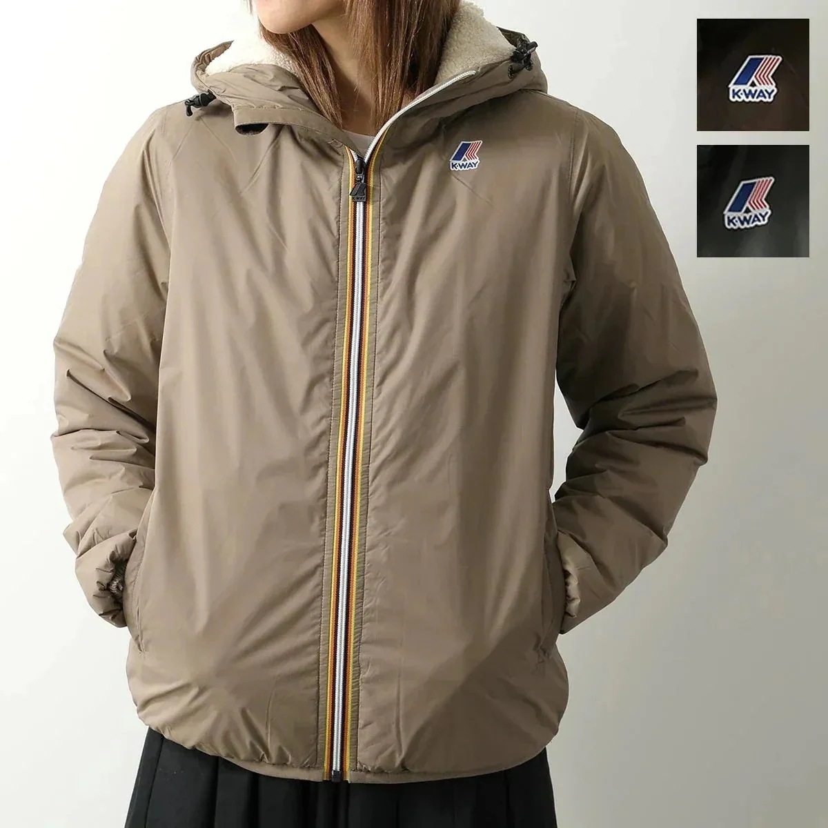 K-WAY ケーウェイ 中綿ジャケット CLAUDE ORSETTO クロード オルセット K3118TW レディース ブルゾン 撥水 ナイロン ボア フード付