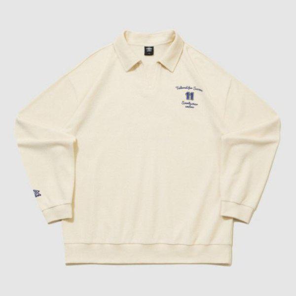長袖Tシャツ VQA UQ311CFS95-ECR HBL ロイヤルカレッジワッフルカラーマンツーマン BEIGE