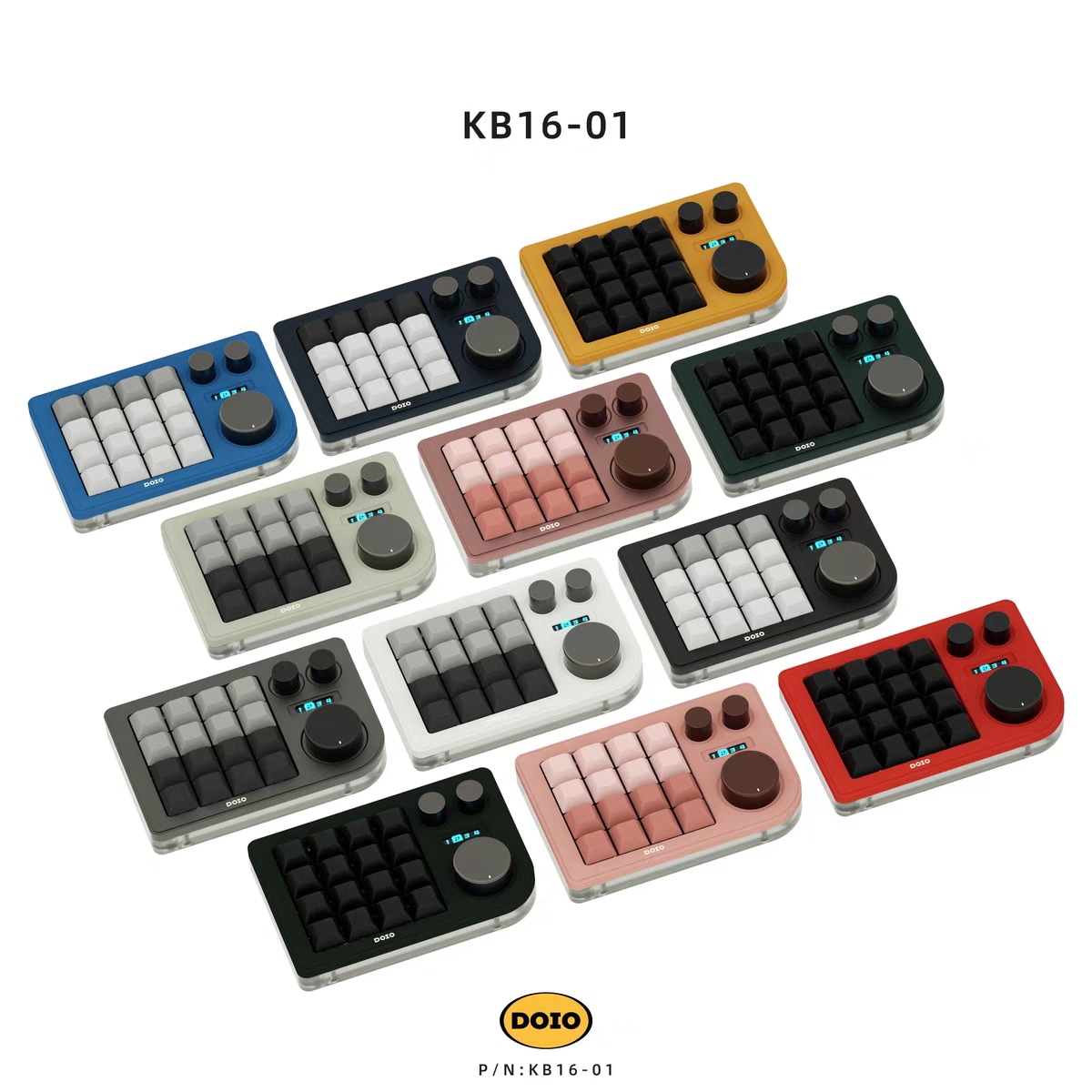 DOIO 16キー デザイナーキーパッド 三ツマミ カスタム メカニカルキーボード KB16-01