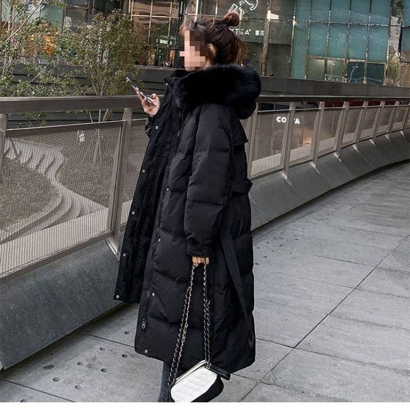 新作ダウンコートロング丈3COLORリアルファー90ダウンジャケット　レディース　アウター フード　スリム　シンプル　スポーティ コート　レディース 大人　軽量　秋冬　上品 防寒 着痩