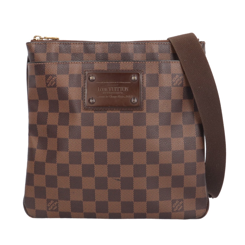 ルイヴィトン ポシェットプラットブルックリン ダミエ ショルダーバッグ ダミエキャンバス N41100 ブラウン LOUIS VUITTON 中古