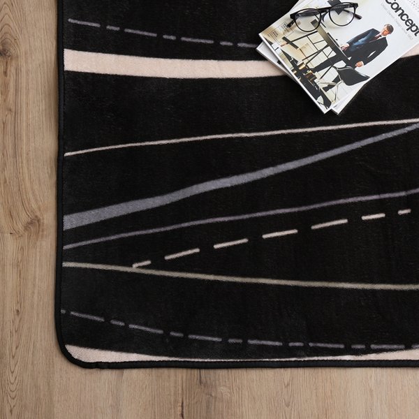 マイクロファイバー・デザインラグマット XLサイズ（約200×300cm）洗えるラグマット サンドブラック