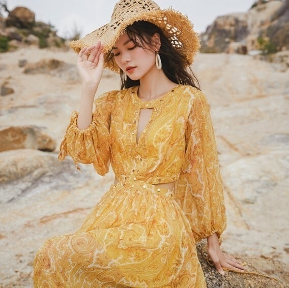 ワンピース ワンピドレス 膝下 ロング丈 袖あり 長袖 Vネック ラウンドネック セミフレア ウエストリボン かわいい 大人可愛い きれいめ シンプル 大人 上品 おしゃれ レトロ アジアン