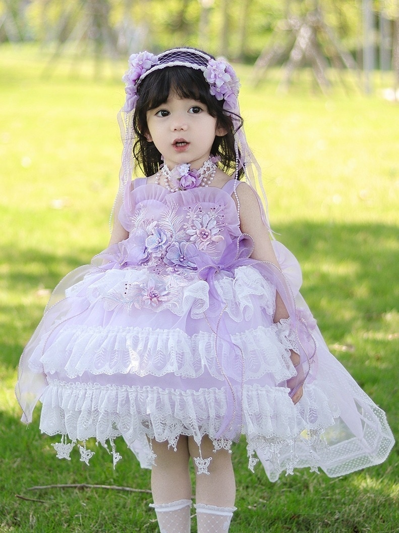 プリンセスドレス クラシカルフラワー ウェディング ふわふわドレス キャットウォーク フラワーガール ウェディングドレス