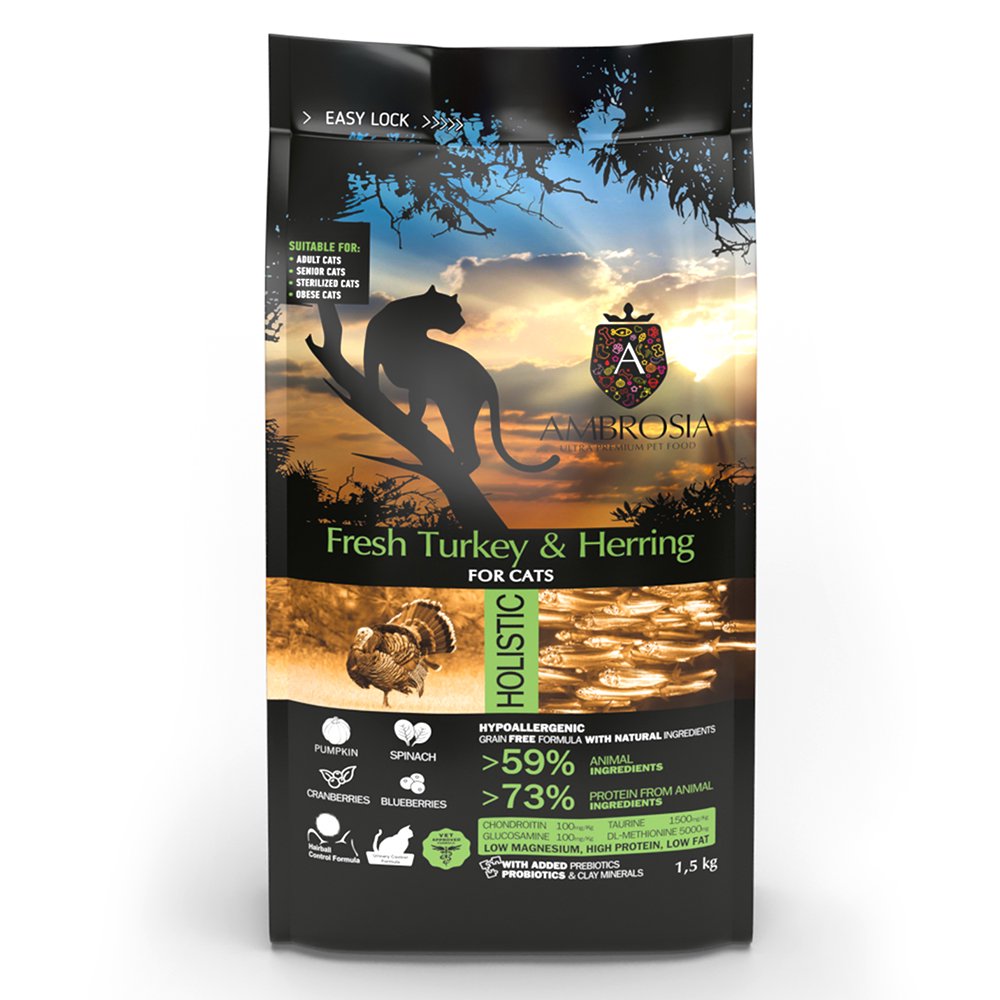 キャットフード　アンブロシア　猫　ターキー＆へリング　１．５ｋｇ　ドライ　ＡＭＢＲＯＳＩＡ　ＣＲＣ35―15―99―00―00