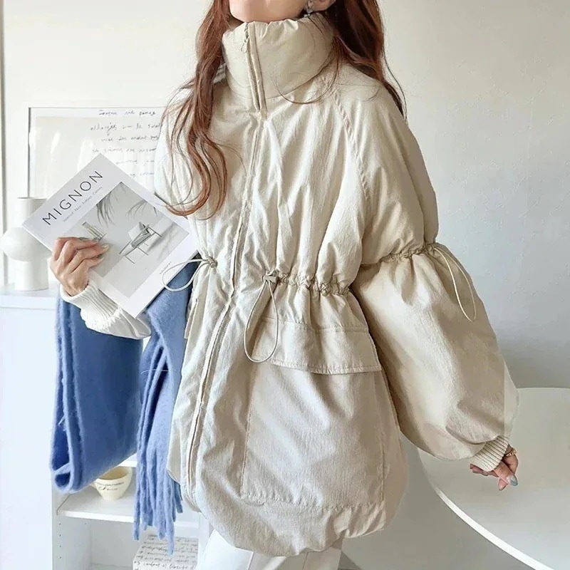 アウター ジャケット レディース スタンド ドロスト 袖 ボリューム 中綿 ブルゾン コート パディングコート 男女兼用 ユニセックス メンズ ゆるっと オーバーサイズ 大きいサイズ