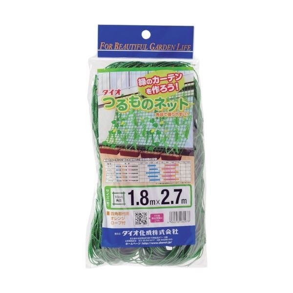 （まとめ）ダイオ化成 つるもの園芸ネット 緑10cm角目 幅1.8mx長さ2.7m 1枚[x5]