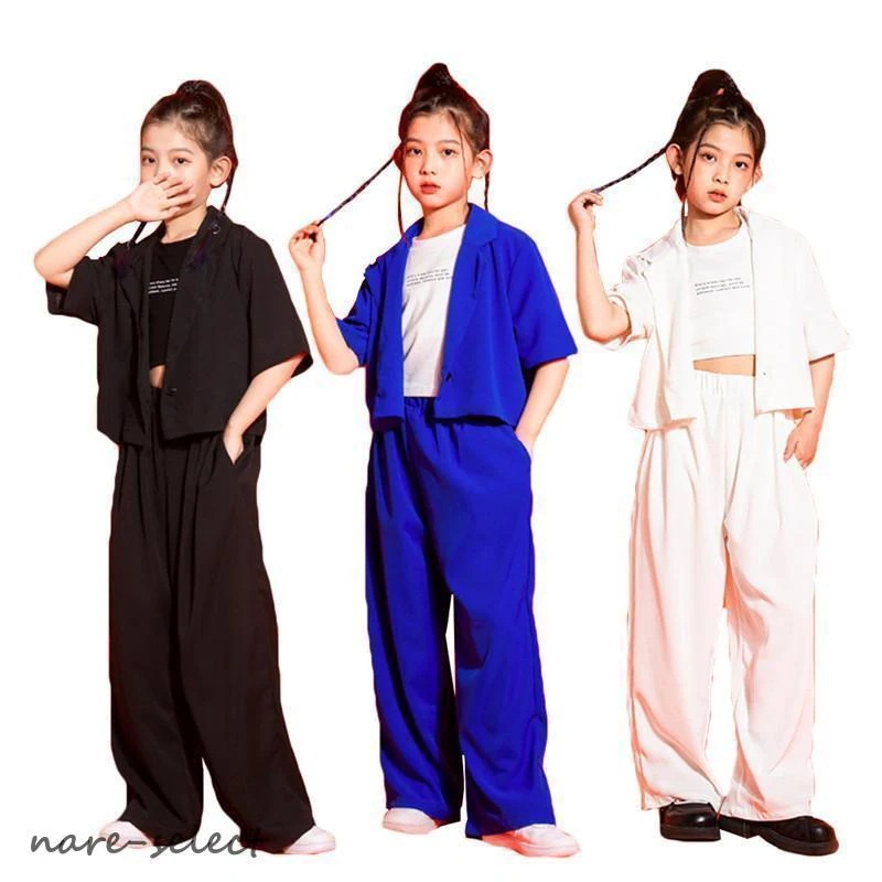 [激安販売]ダンス新作 原宿 おしゃれ 上下セット スーツ キッズ 韓国 ガールズ チア 女子 へそ出し 子供服 セットアップ 衣装 ダンス キッズ