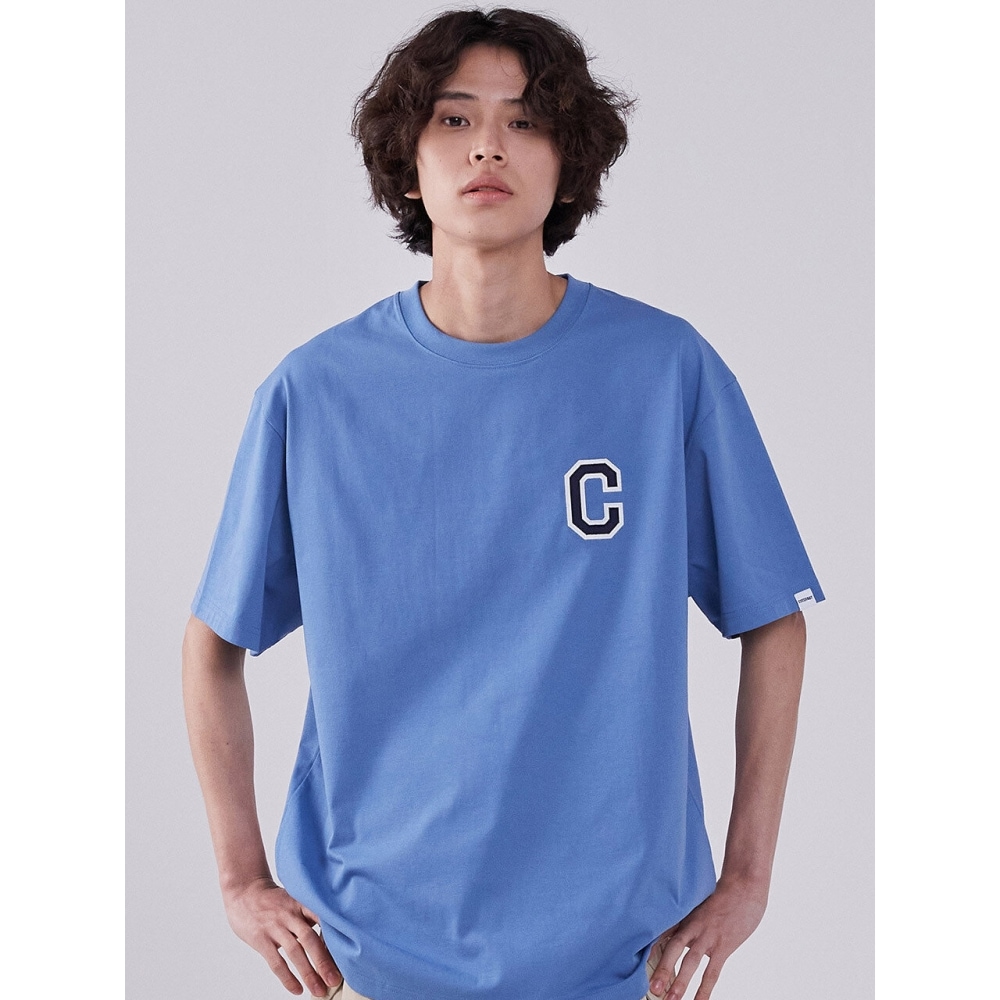 COVERNAT 24SS クールエアシャイン C ロゴ T シャツライトブルー
