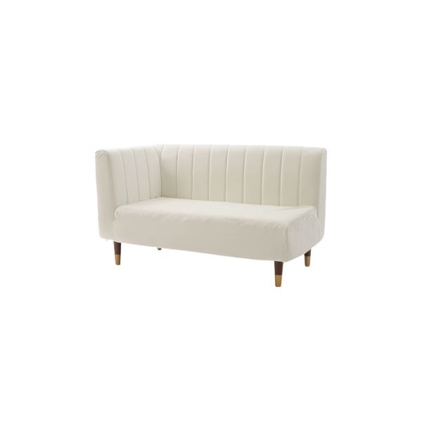 大人かわいいソファ アイボリー 2人掛け 脚カラー：木目ブラウンxゴールド