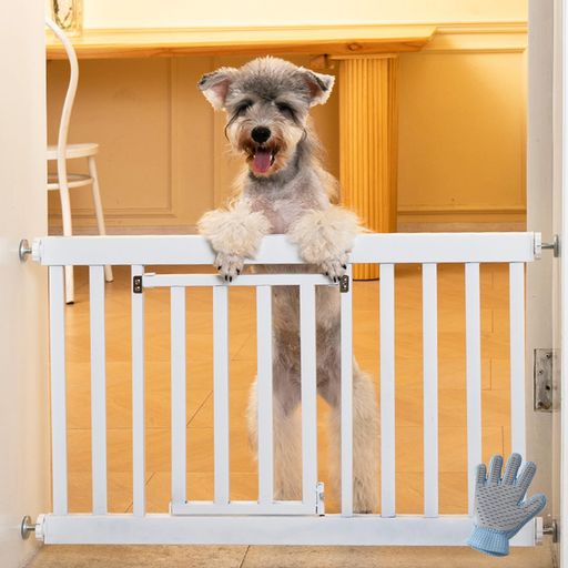 Puhang 犬ドア 犬用ペットフェンス 安全ゲート ペットゲート 高さ45cm 4cm柵間隔 バリアゲート ロック付き 犬網 脱走防止 侵入防止 ドアストッパー 間仕切り メッシュ 突っ張りタイプ